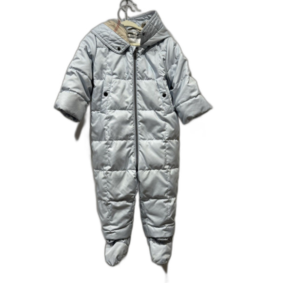 Burberry Snowsuit Down Filled Quilted Puffer Blue Nova Check Baby sz 12 month - Picture 1 of 16
